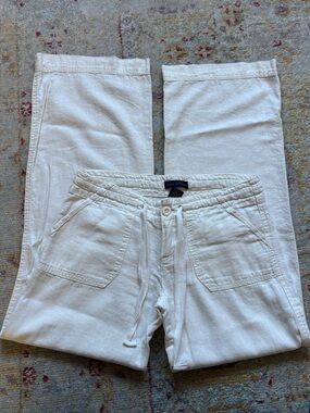 Beige/Cream Wide Leg Cotton Blend Pants Size S